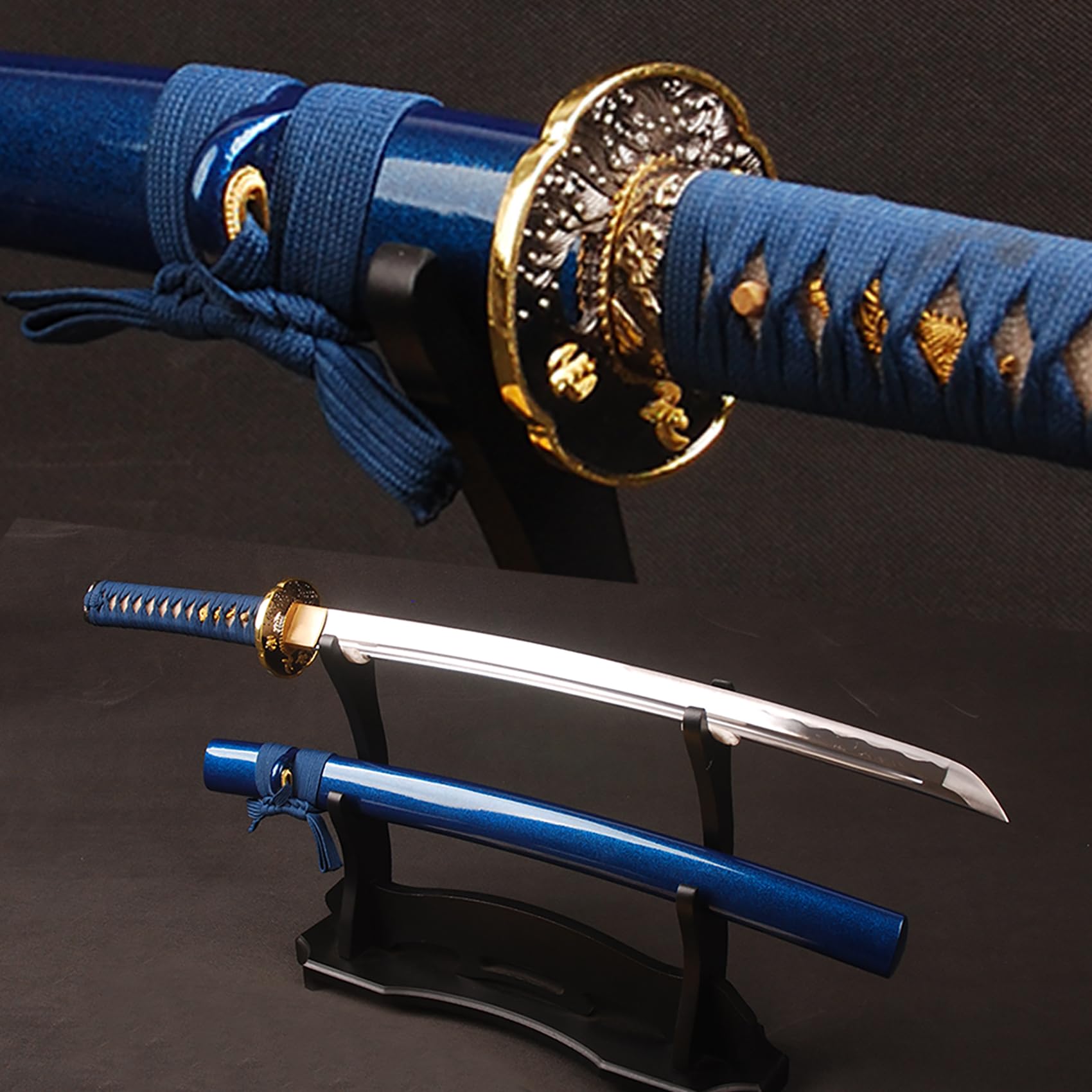 31 Inch 1095 Carbon Steel Japanese Samurai Wakizashi Blue Sword